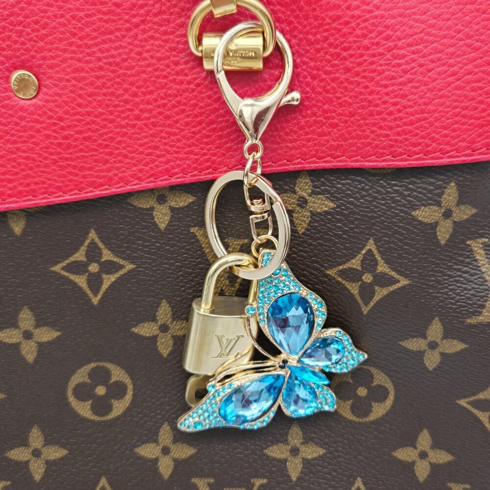LV Gold Padlock 🔑 Authentic Louis Vuitton Charm + Unbranded Butterfly Keychain